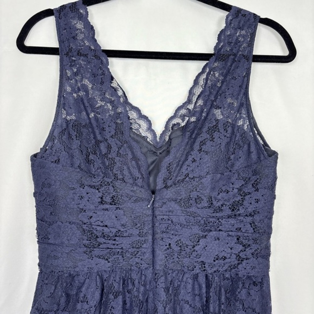 Amsale Dress Women's Size 8 Navy Blue Lace Floor Length Classic Formal‎ Gown - Picture 6 of 16